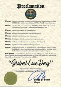Bridgeport, Connecticut Mayor Joseph Ganim Proclaims Global Love Day 2024
