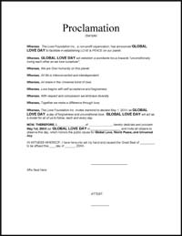 Global Love Day proclamation sample