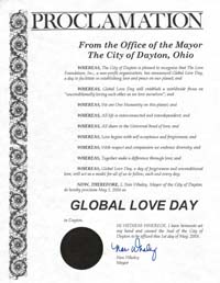 Global Love Day Proclamation Dayton, Ohio