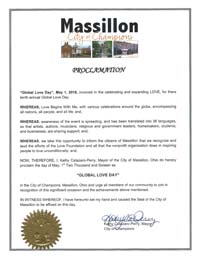 Global Love Day Proclamation Massillon, Ohio