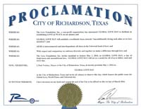Global Love Day Proclamation Richardson, Texas
