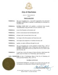 Global Love Day Proclamation Charleston, South Carolina