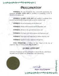 Global Love Day Proclamation Grapevine, Texas