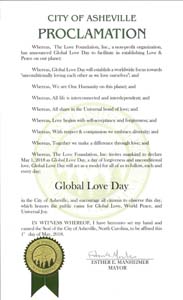 Global Love Day Proclamation Ashville, North Carolina