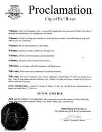 Global Love Day Proclamation Fall River, Massachusetts