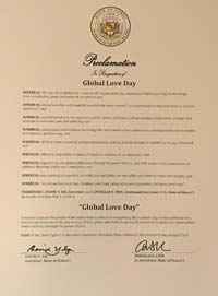 Global Love Day Proclamation Hawaii Governor