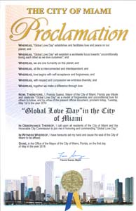 Global Love Day Proclamation Miami, Florida