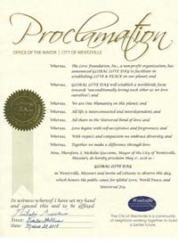 Global Love Day Proclamation Wentzville, Missouri