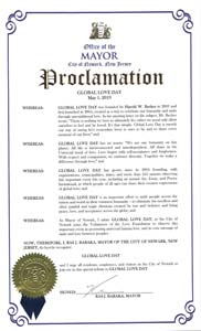 Newark, New Jersey Mayor Ras Baraka proclaims Global Love Day 2019