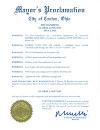 Canton, Ohio Mayor Thomas Bernabei Proclaims Global Love Day 2021