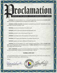 Dania Beach, Florida Mayor Tamara James Proclaims Global Love Day 2021