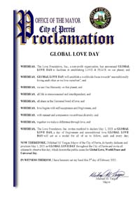 Perris, California Mayor Michael Vargas Proclaims Global Love Day 2021