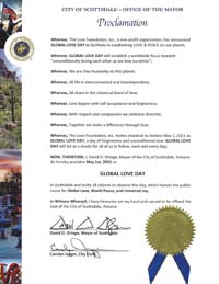Scottsdale, Arizona Mayor David Ortega Proclaims Global Love Day 2021