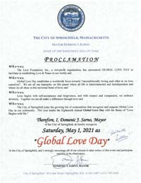 Bolingbrook, Illinois Mayor Roger Claar Proclaims Global Love Day 2020