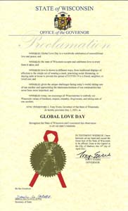 Wisconsin Governor Tony Evers Proclaims Global Love Day 2021