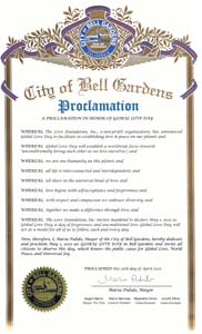 Bell Gardens, California Mayor Maria Pulido Proclaims Global Love Day 2022