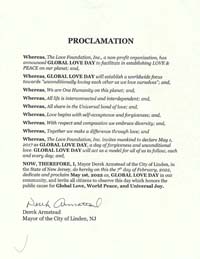Linden, New Jersey Mayor Derek Armstead Proclaims Global Love Day 2022