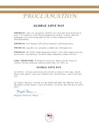 Gilbert, Arizona Mayor Brigette Peterson Proclaims Global Love Day 2023