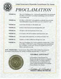 Kansas City, Kansas Mayor Tyrone Garner Proclaims Global Love Day 2023