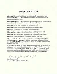 Linden, New Jersey Mayor Derek Armstead Proclaims Global Love Day 2023