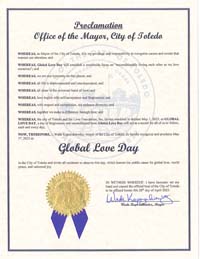 Toledo, Ohio Mayor Wade Kapszukiewicz Proclaims Global Love Day 2023