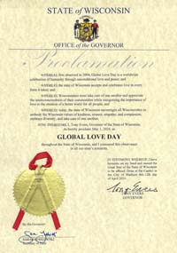 Wisconsin Governor Tony Evers Proclaims Global Love Day 2024