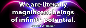 We are literally magnificent beings of infinite potential. - Harold W. Becker